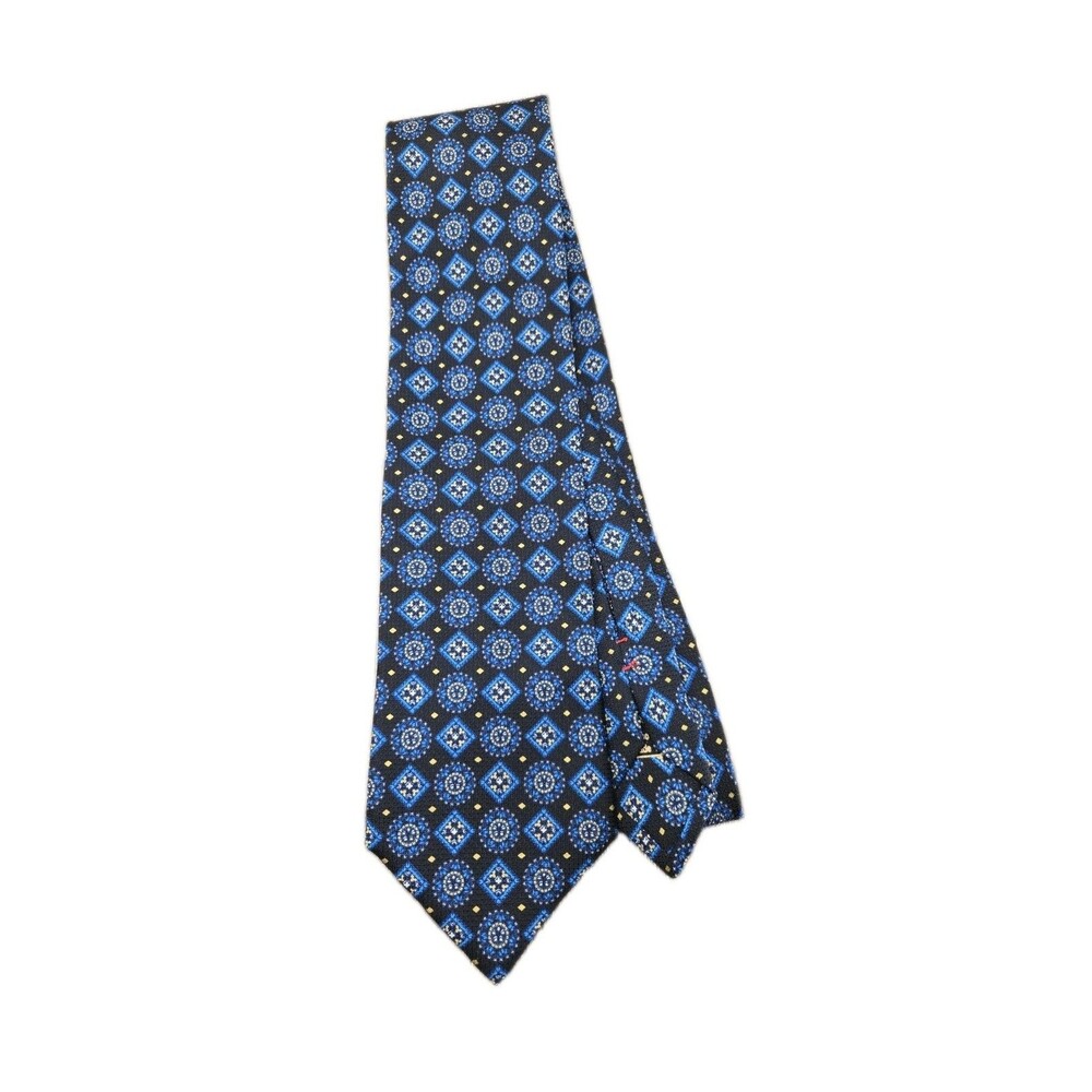 Brioni Navy & Blue Geometric Designer Neck Tie LONG 60 x 4" All Silk
